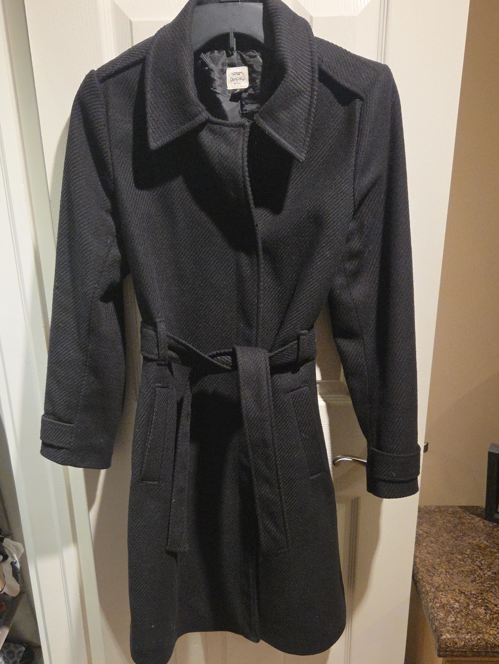 Old Navy Vintage Black Belted Coat